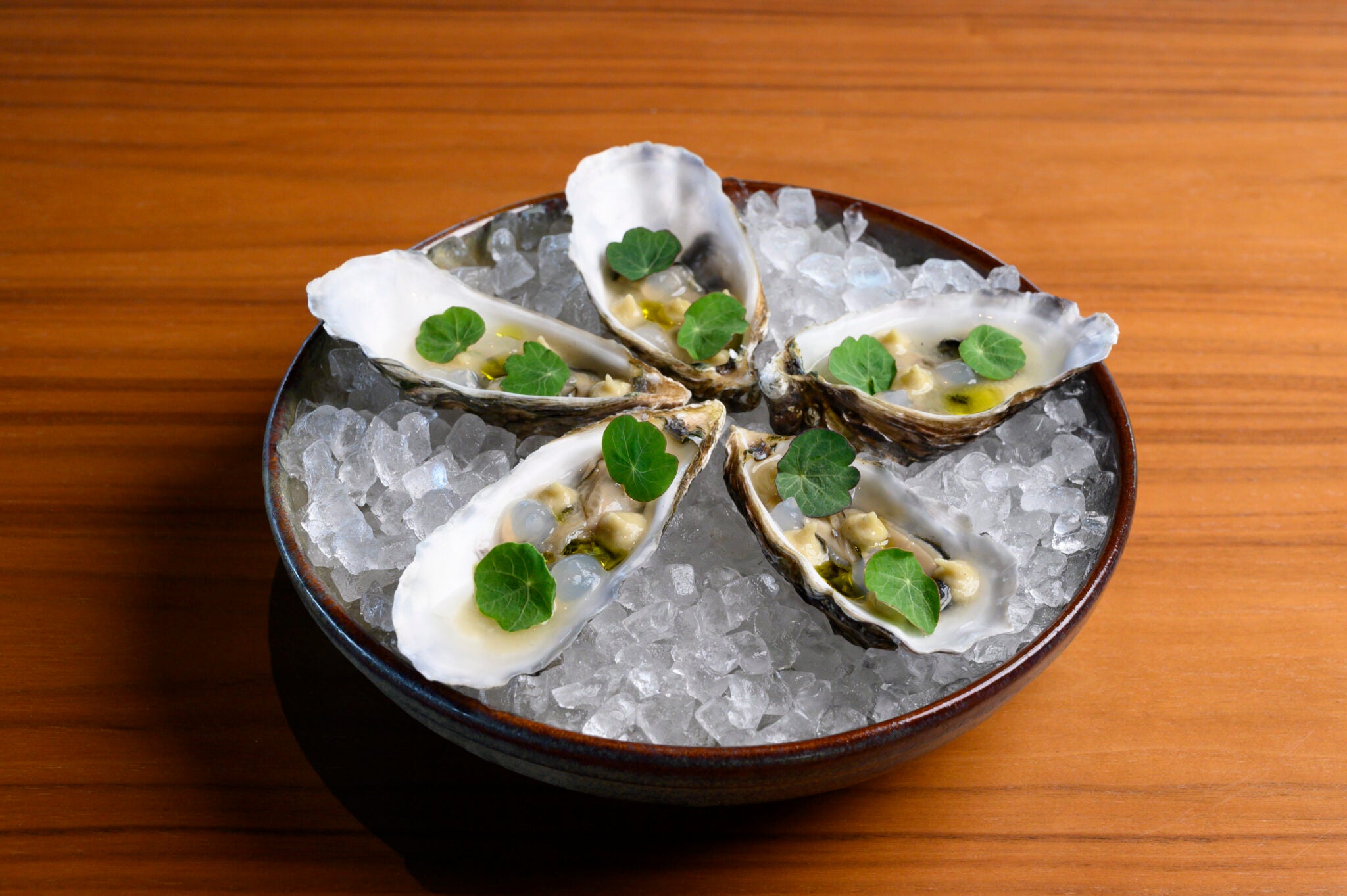 Oysters with Babaganoush and Limon Gel